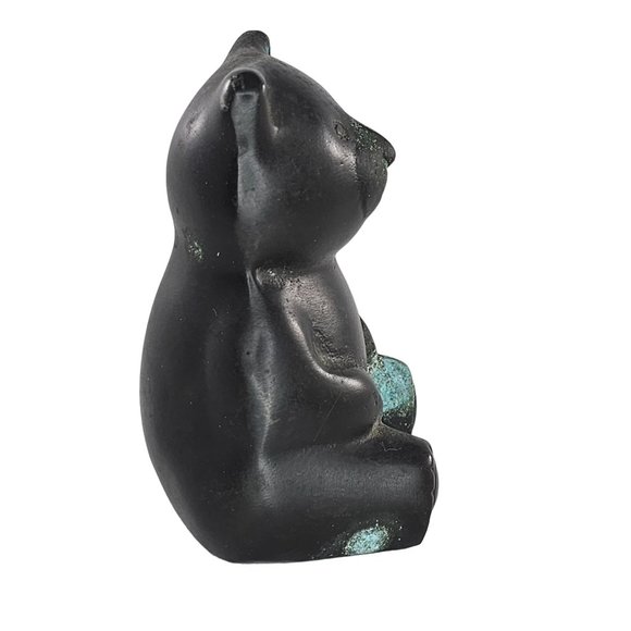 Vintage Bronze Teddy Bear Sitting Metal Figurine - Picture 4 of 9